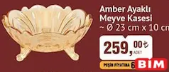 GLASS İN LOVE AMBER AYAKLI MEYVE KASESİ